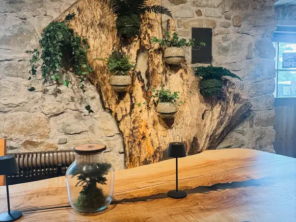 Decorazione da parete naturale realizzata da un tronco massiccio di Stammdesign, lavorata a mano con una venatura unica