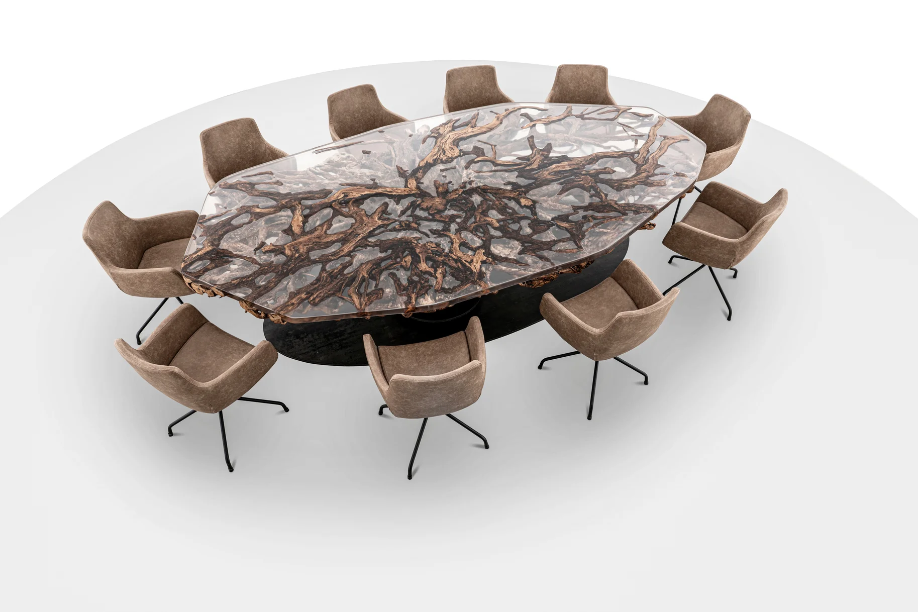 Einzigartiger Designtisch aus einem Wurzelstock