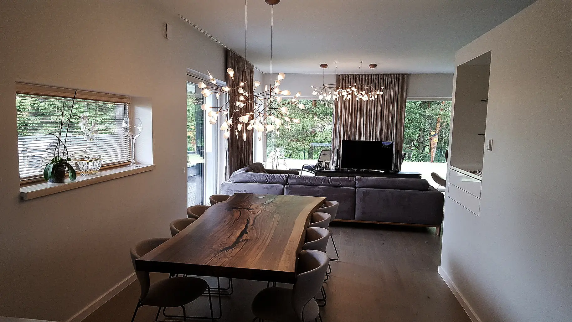 Solid wood table made of natural wood for the living room