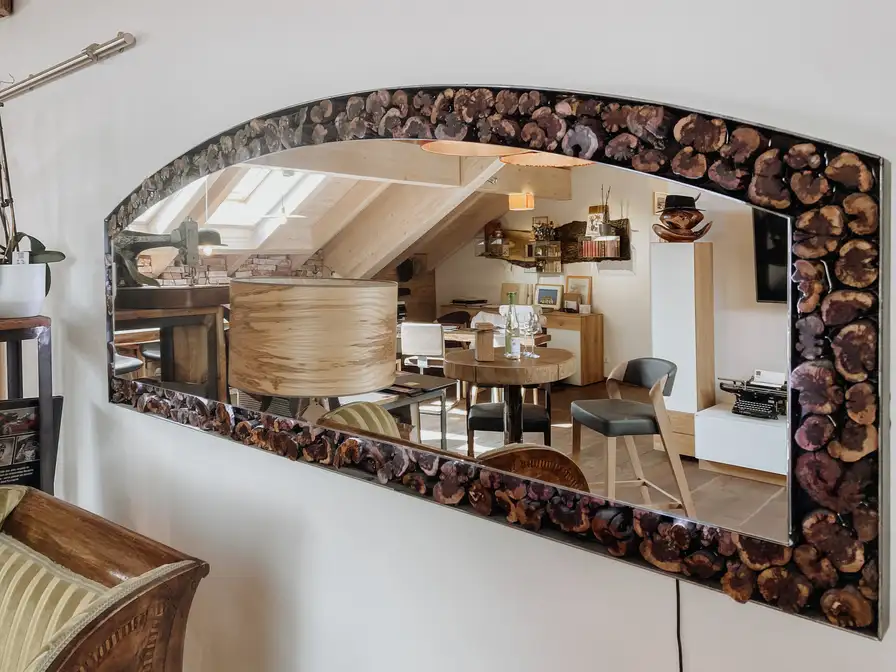 Exclusive design wall mirror made from vine wood by Stammdesign.