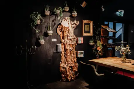 Unique tree trunk wall decoration for modern interiors by Stammdesign, a one-of-a-kind piece.