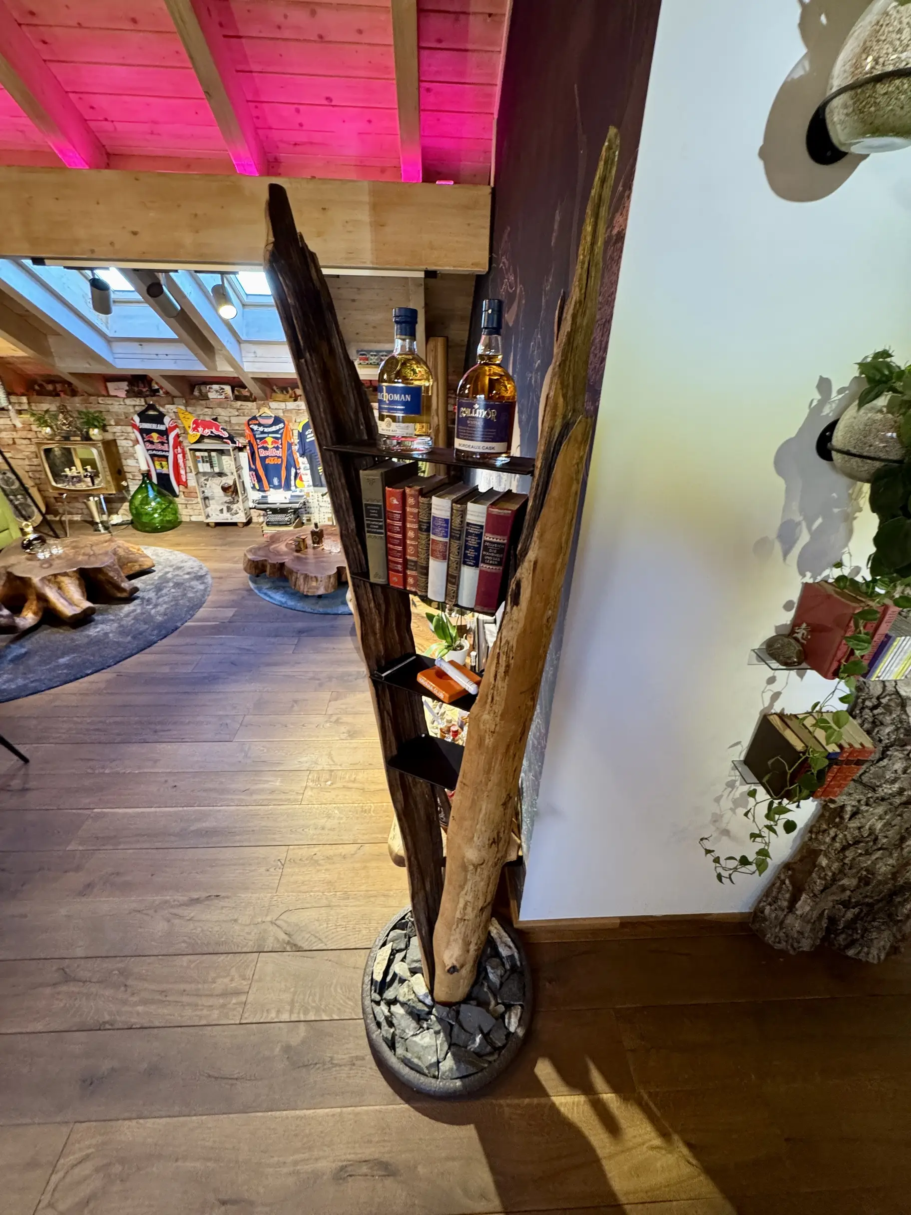 Freistehendes Regal aus einem Baumstamm als Unikat von Stammdesign als Unikat